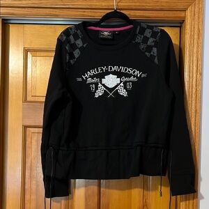 Harley-Davidson Black and White Checkered Sweatshirt